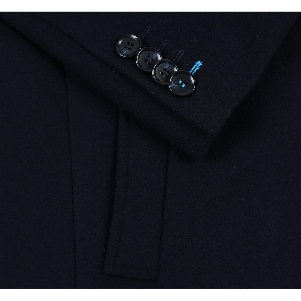 53-01-410 Wool Blend Breasted Navy Top Coat