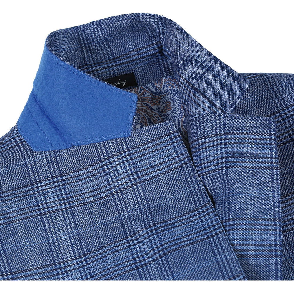 EL72-60-400 Pale Denim Glen Check Wool Suit