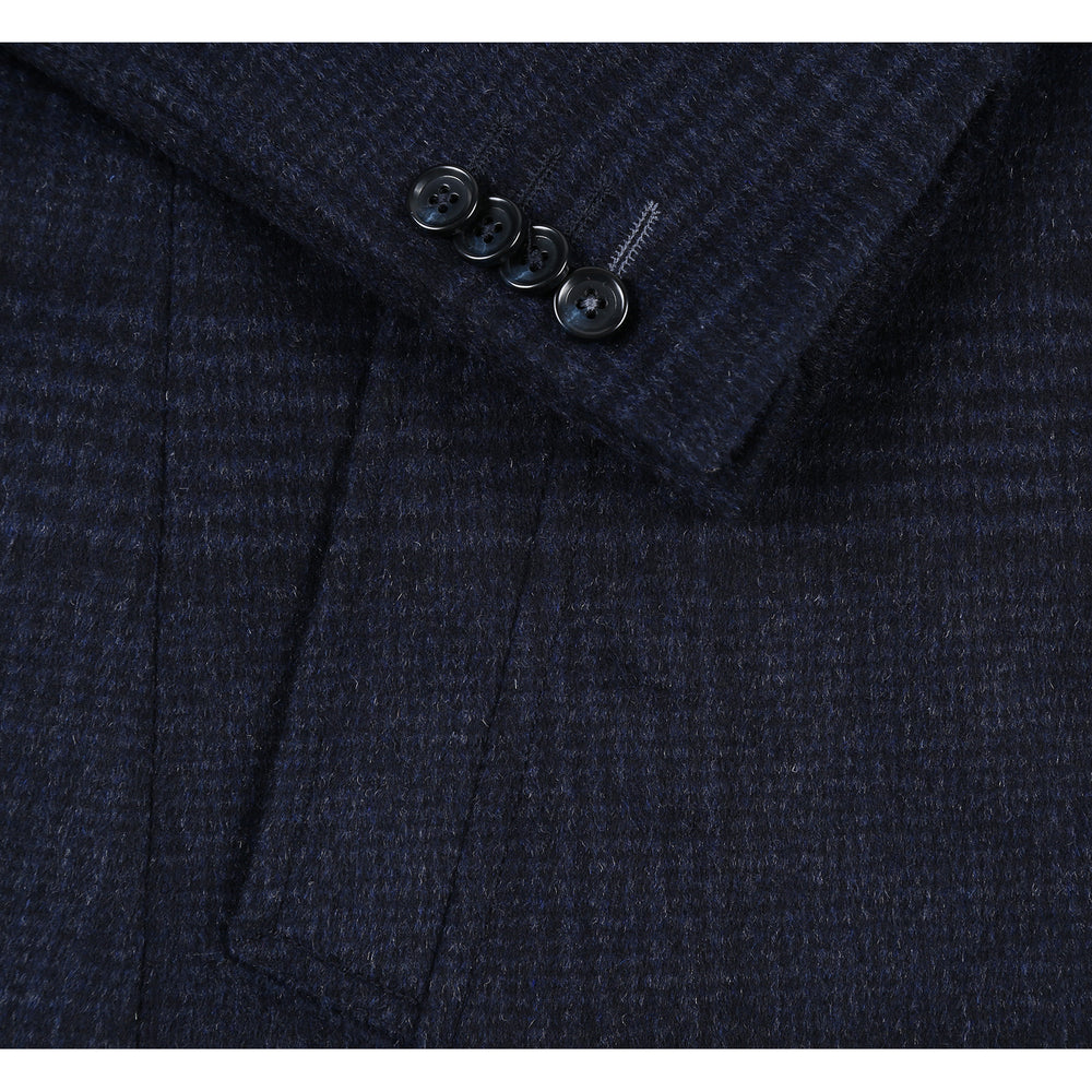 EL53-55-495 Wool Blend Breasted Gray Blue Top Coat BIB