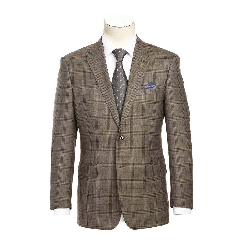 563-12 Men's Slim Fit Wool Checked Suits