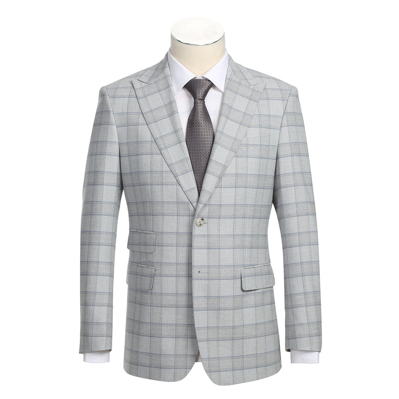 12-66-092EL Light Grey Check Suit