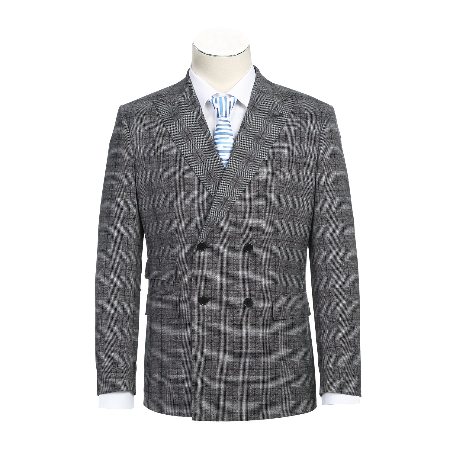 スーツ 50's style shadow double check suit 92-53-002EL Double-Breasted Black with White Check Suit