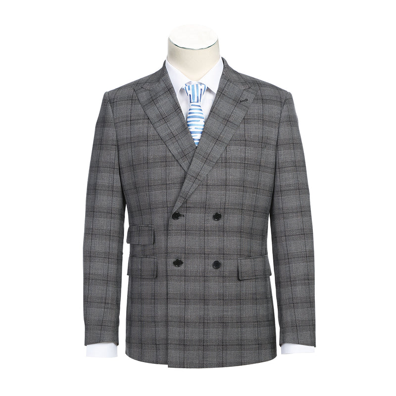 92-53-002EL Double-Breasted Black with White Check Suit