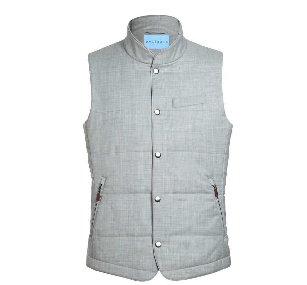 PF21-12 Men's Solid Silver Winter Warm Puffer Wool Vest