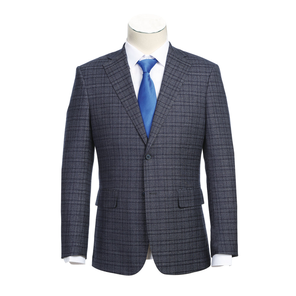 92-59-095EL 3-Piece Pale Denim Check Suit
