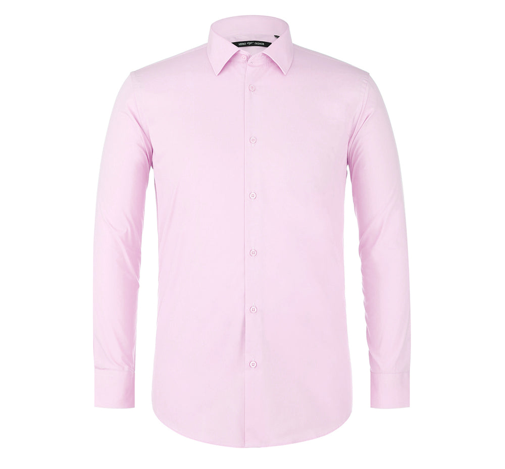 CS0222 Men's Classic Fit Long Sleeve Travel Easy-Care Cotton Dress Shirt