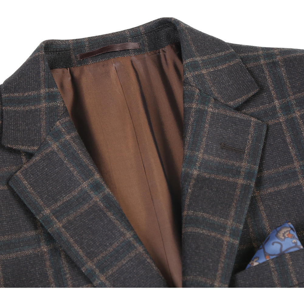 563-11 Men's Slim Fit Wool Checked Blazer