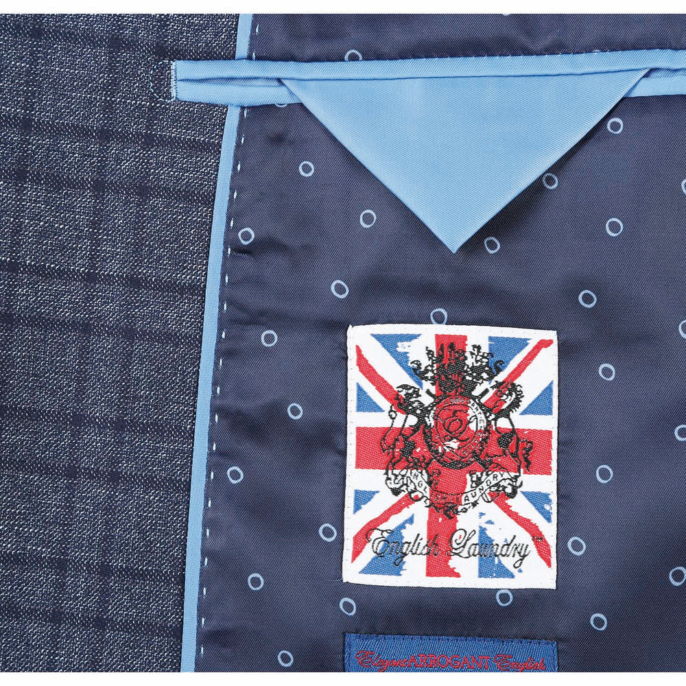 English Laundry 92-59-095EL 3-Piece Pale Denim Check Suit