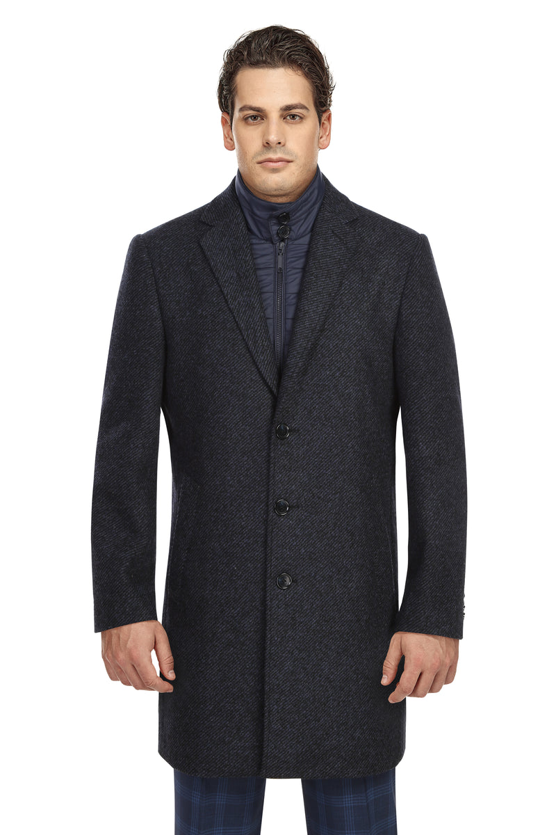 EL98-08-410 Navy Long Coat with Bib