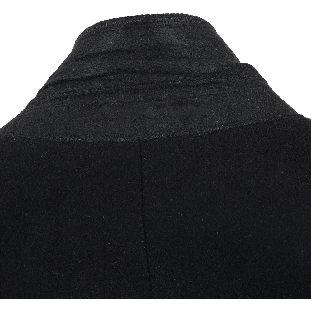 53-01-001 Wool Blend Breasted Black Top Coat