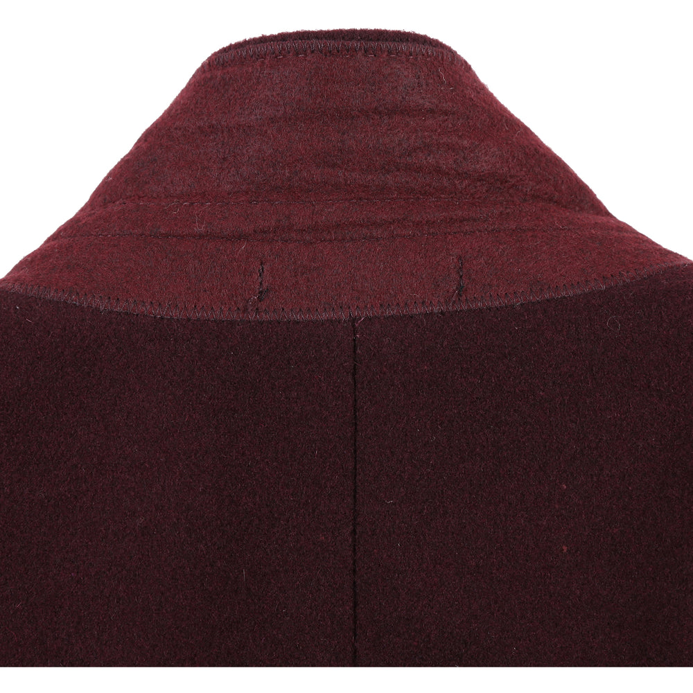 53-01-700 Wool Blend Breasted Burgundy Top Coat