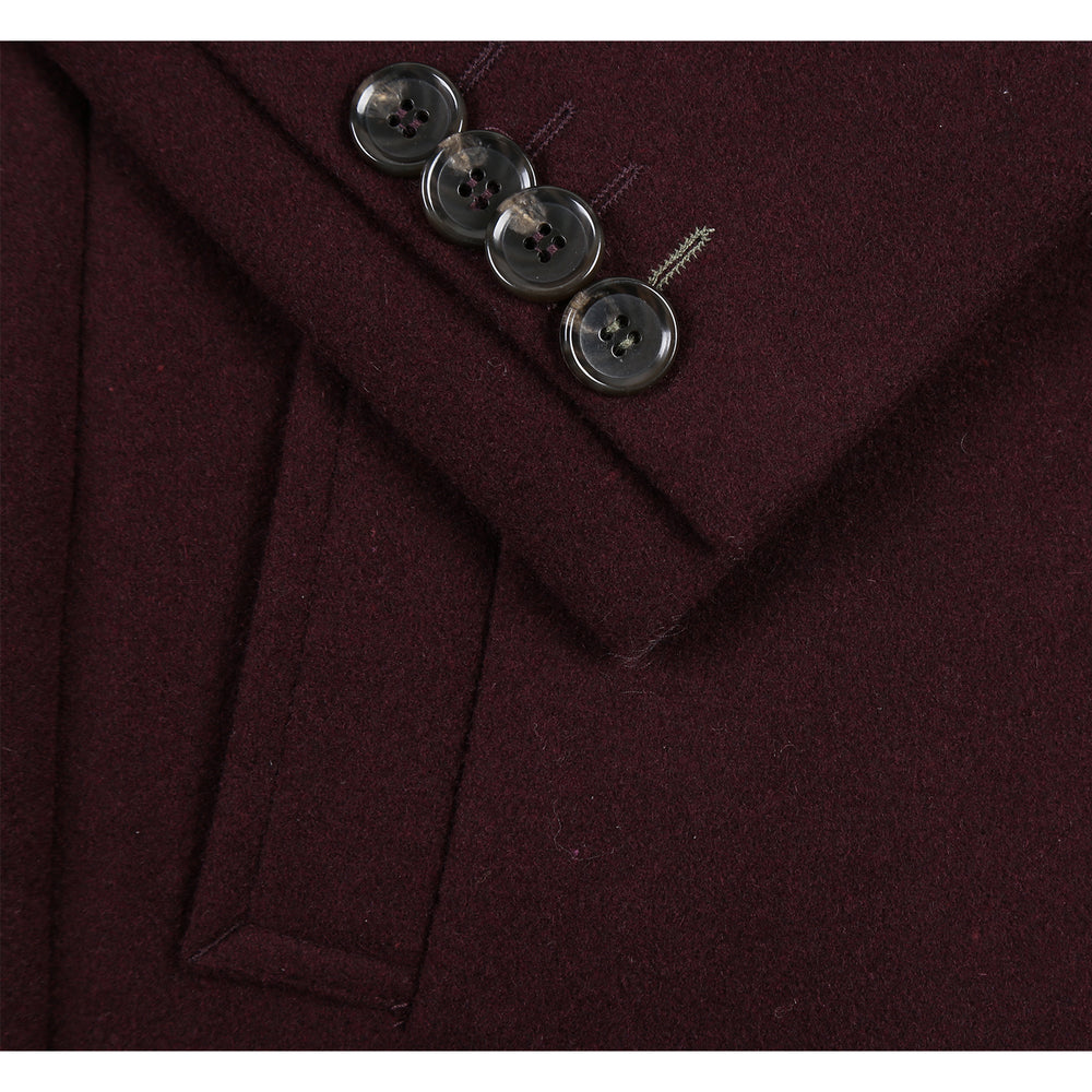 53-01-700 Wool Blend Breasted Burgundy Top Coat