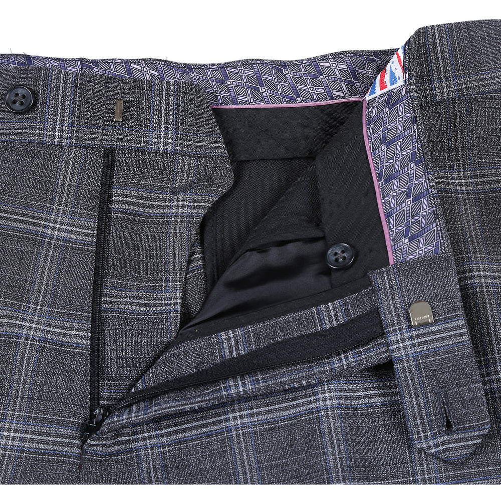 72-58-093English Laundry Gray with White Blue Check Peak Suit
