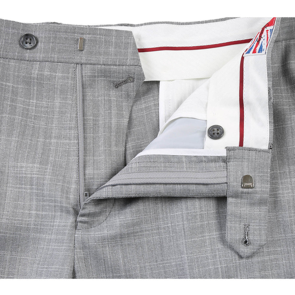 English Laundry 82-14-092EL Solid Smoke Gray Herringbone Suit