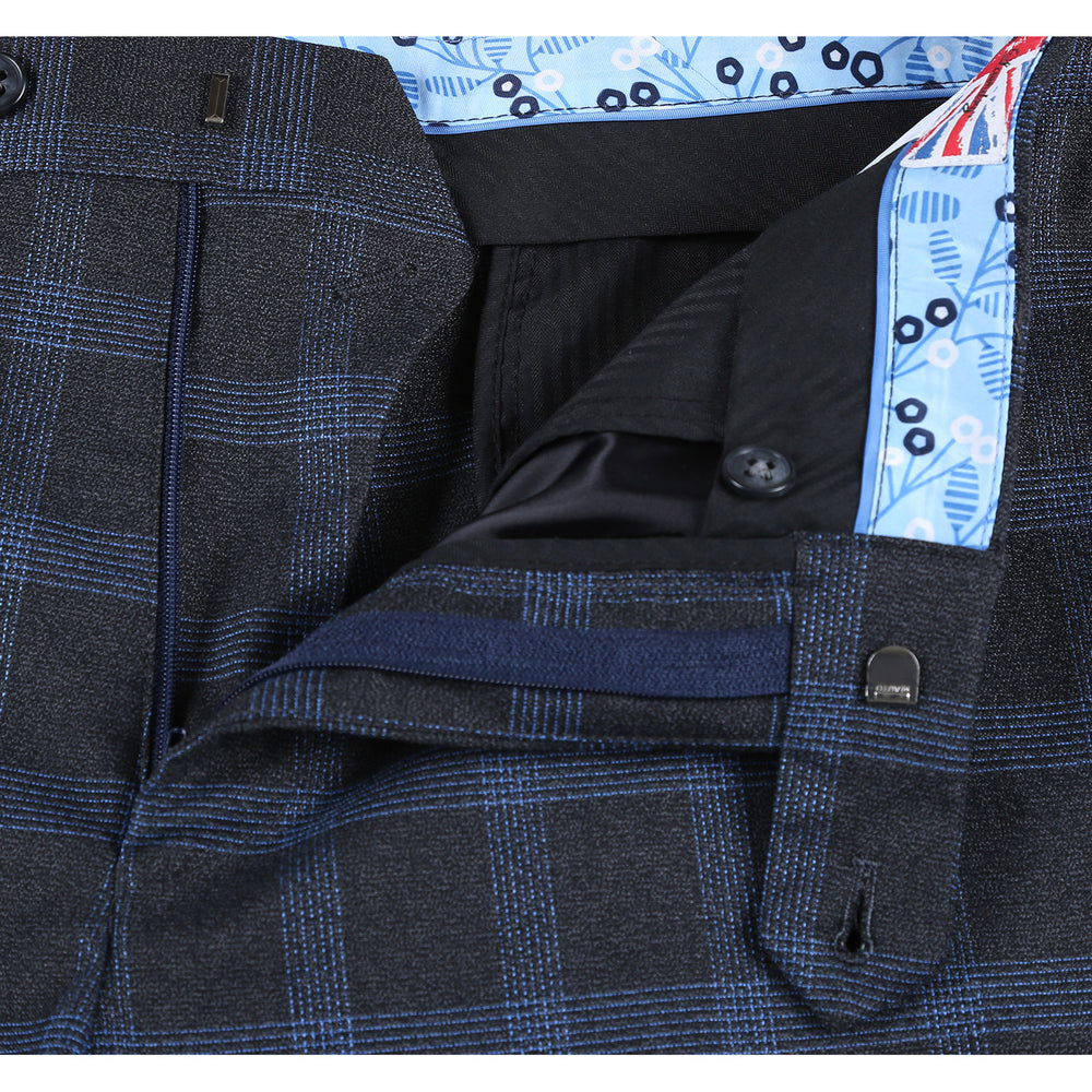 72-55-095English Laundry Charcoal with Blue Check Notch Suit