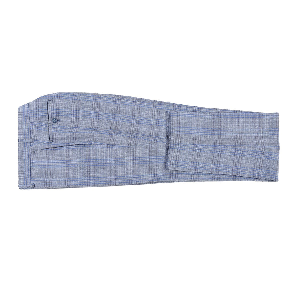 EL72-68-401 Light Gray with Blue Check Wool Suit