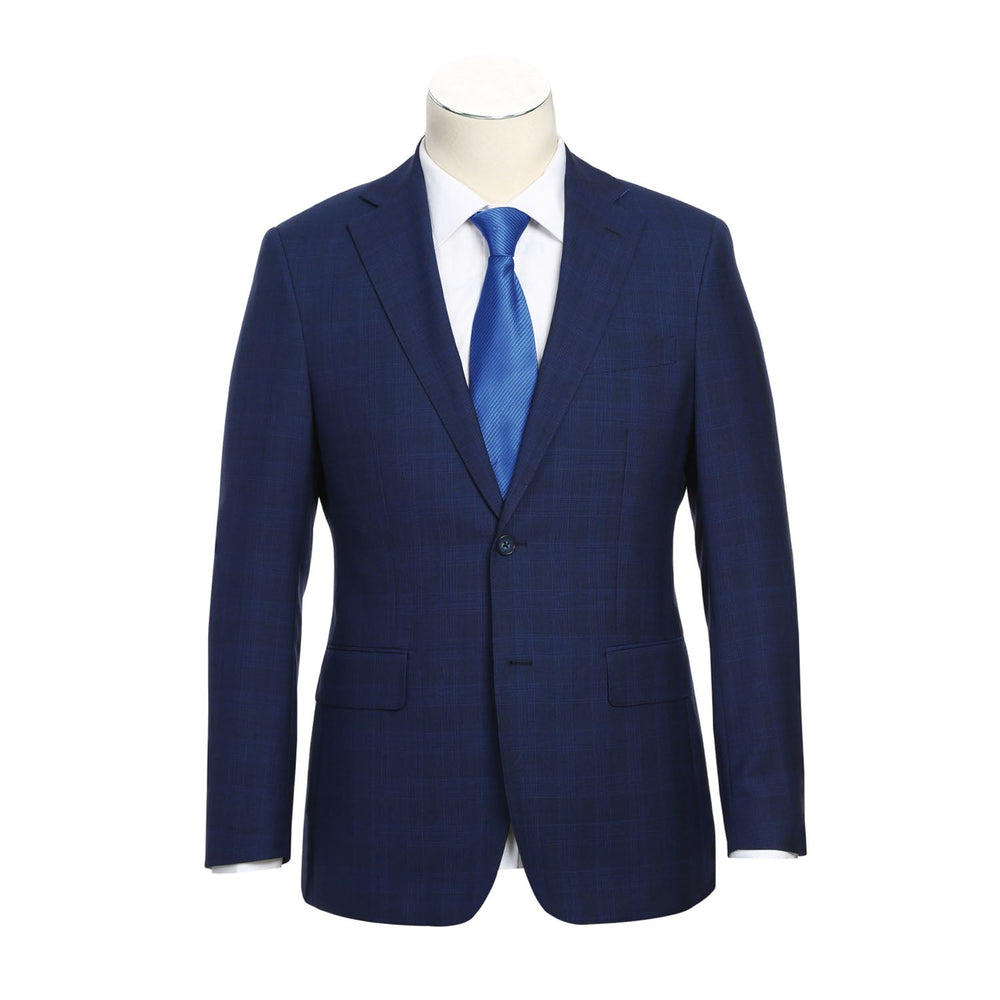 English Laundry EL72-55-412 Midnight Blue Check Wool Suit