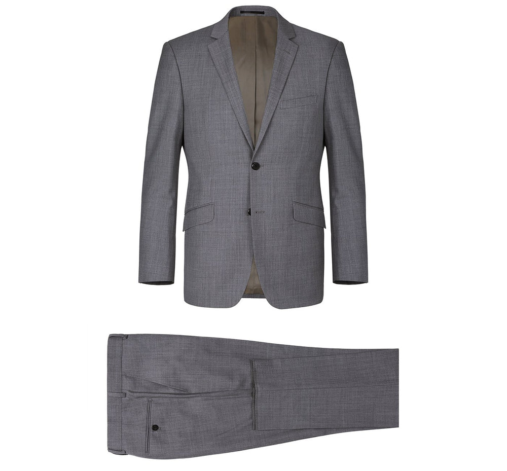 508-3 Men's Dark Grey 2-Piece Notch Lapel Wool Suit