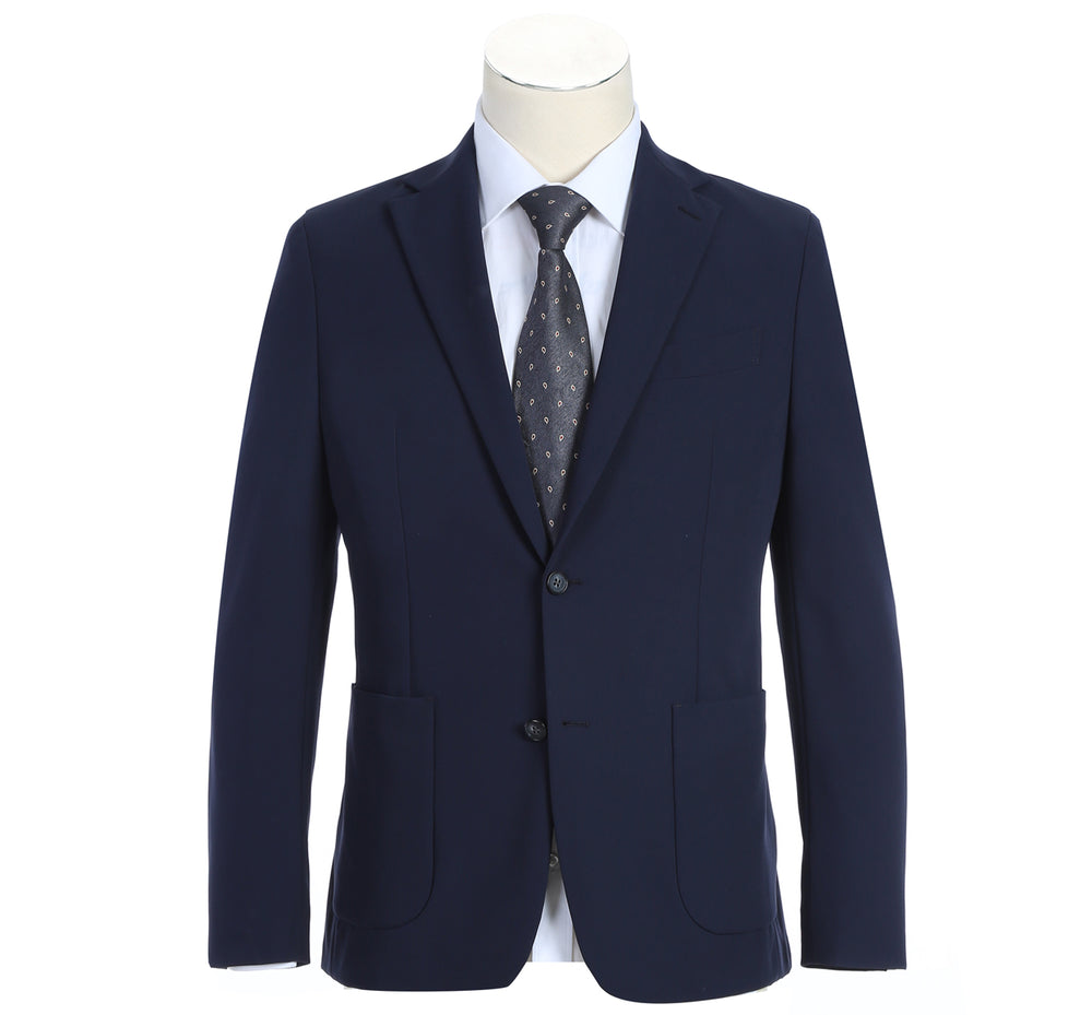PF21-9 Men's Slim Fit Unstructured Solid Navy Sport Suits