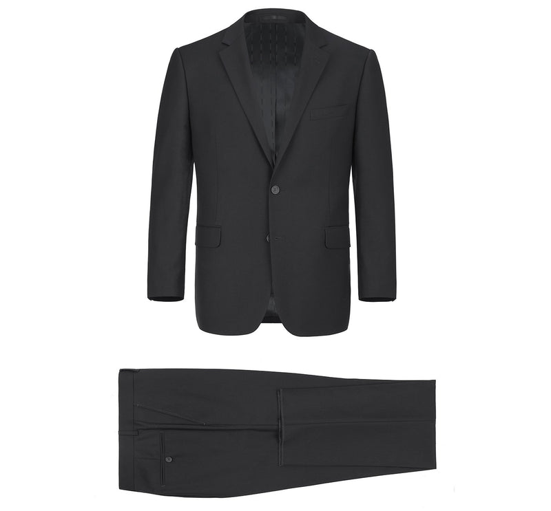 201-1 Men's Black 2-Piece Single Breasted Notch Lapel Suit