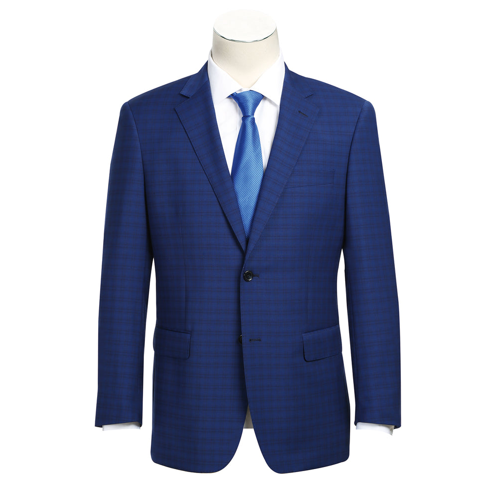 564-2 Men's Classic Fit Wool Blend Checked Blazer
