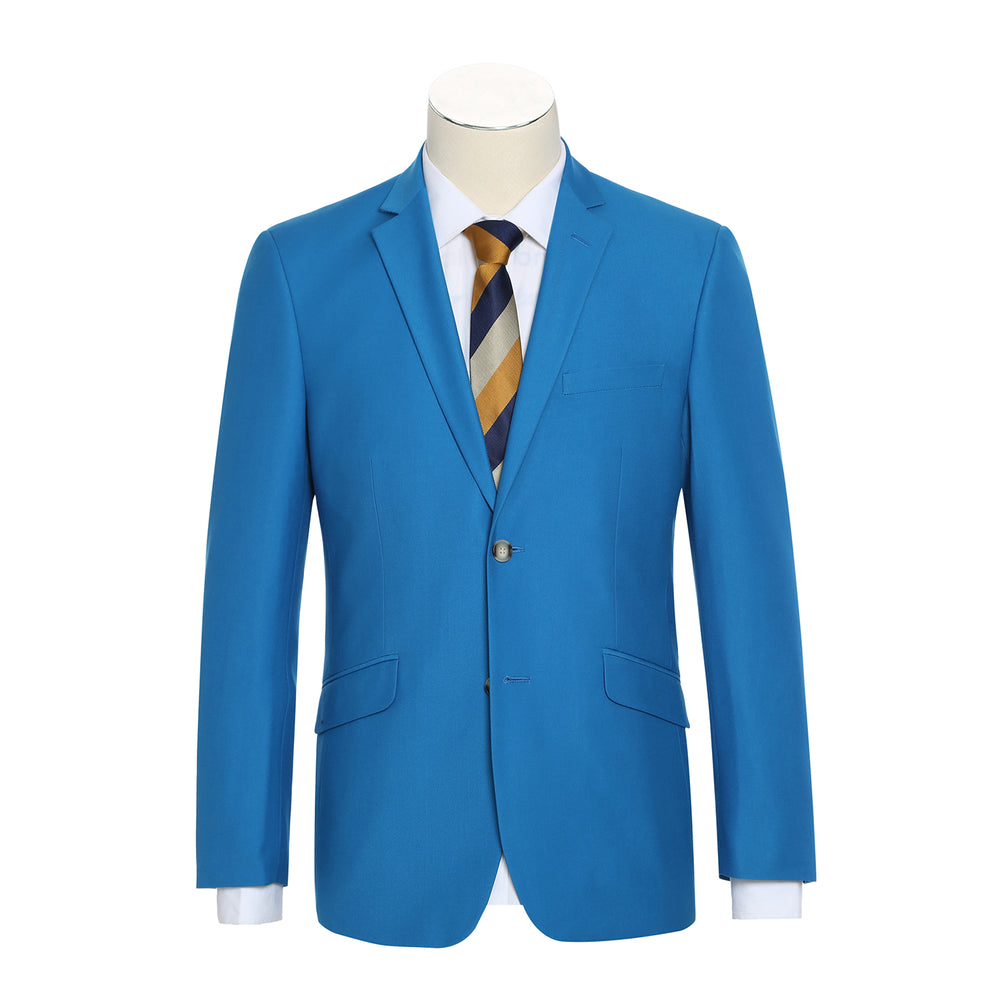 201-55 Men's Blue 2-Piece Single Breasted Notch Lapel Slim Suit