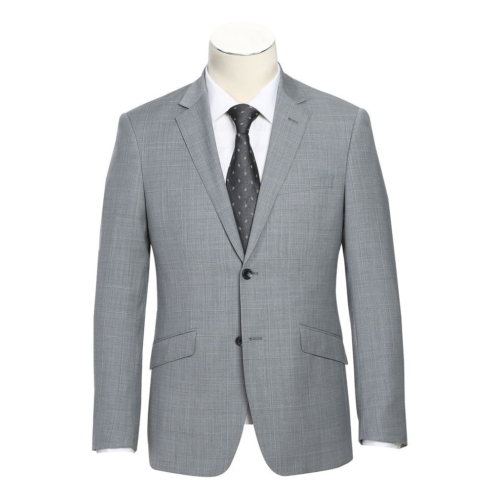 564-1 Men's Classic Fit Wool Blend Stretch Checked Blazer