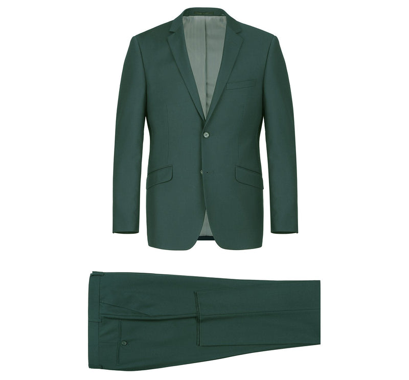 201-9 Men's Green 2-Piece Single Breasted Notch Lapel Suit