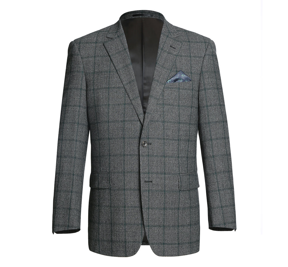 556-3 Men's Classic Fit Plaid Blazer Wool Blend Sport Coat