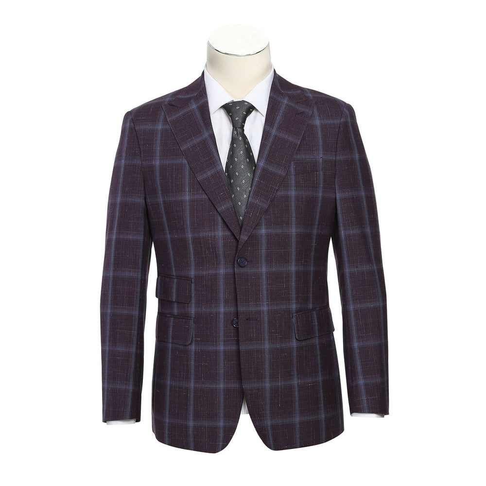 English Laundry EL72-62-900 Purple Window Pane Check Wool Suit