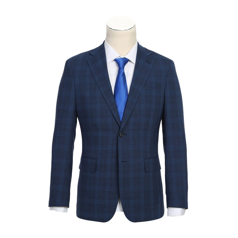 EL72-50-412 Airforce Blue Plaid Wool Suit