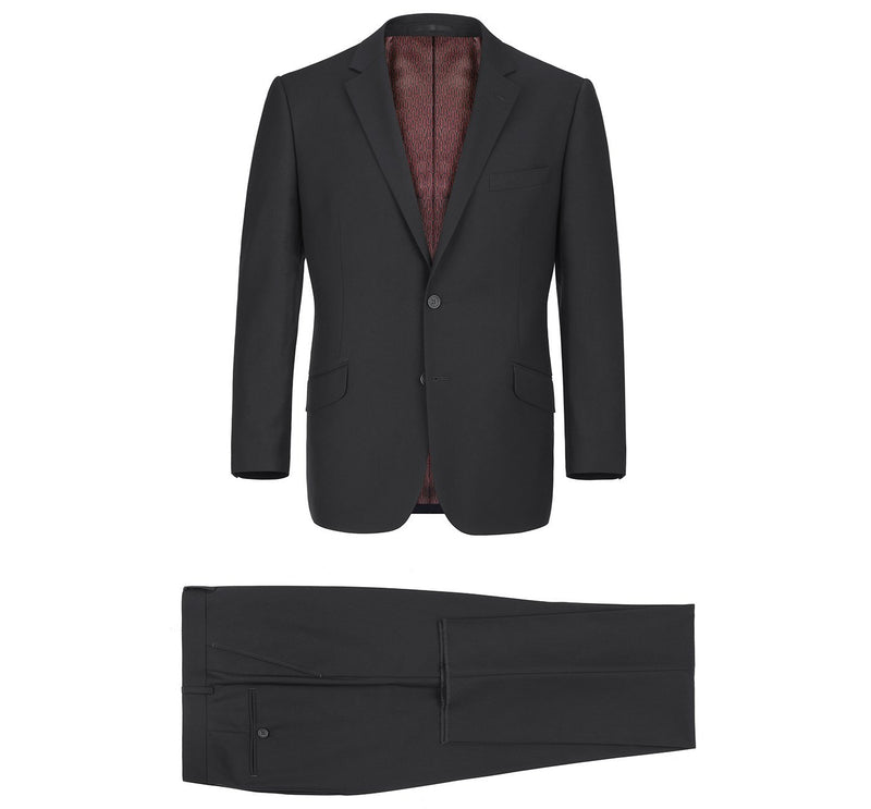 2110-1 Men's Slim Fit Solid Notch Lapel 2-Piece Suit