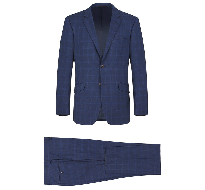 292-6 Men's Slim Fit 2-Piece Single Breasted Check Dress Suit