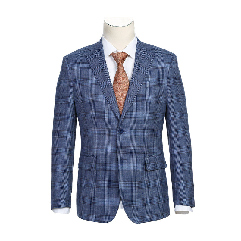 English Laundry EL72-60-400 Pale Denim Glen Check Wool Suit