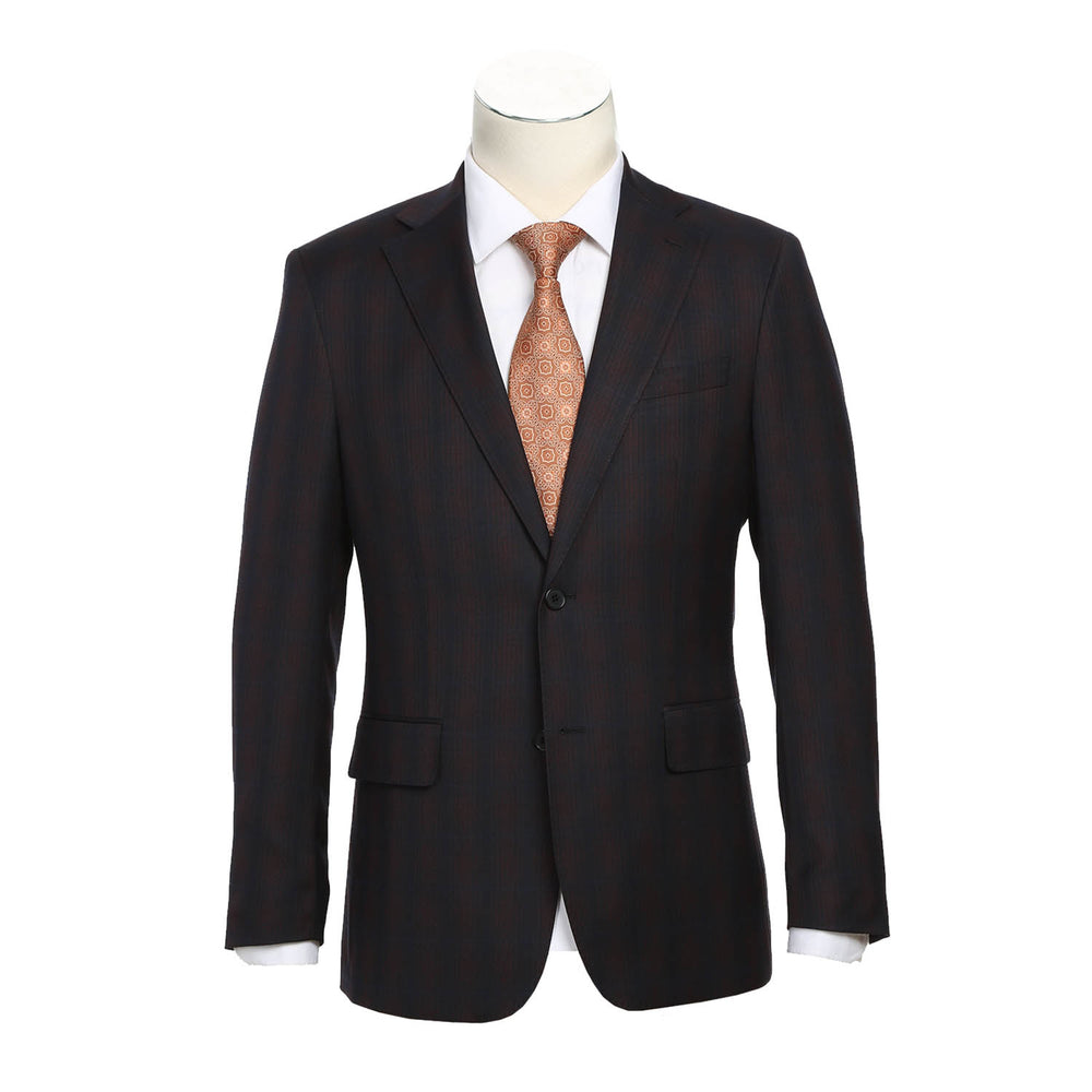 English Laundry 82-56-410EL Coffee with Red Check Suit
