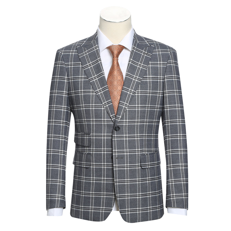 72-60-001EL Dimgray with White Check Peak Suit