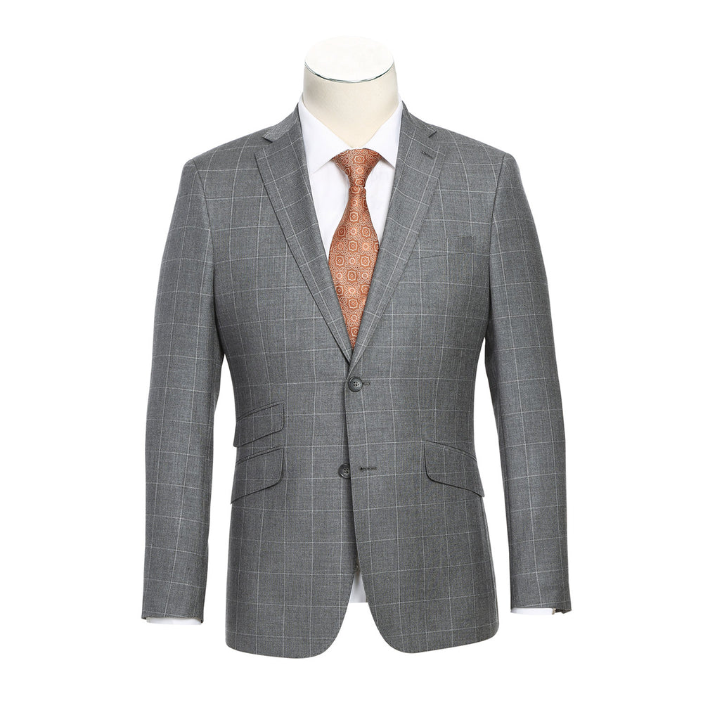 English Laundry 82-54-092EL Slim Fit Gray Windowpane Suit