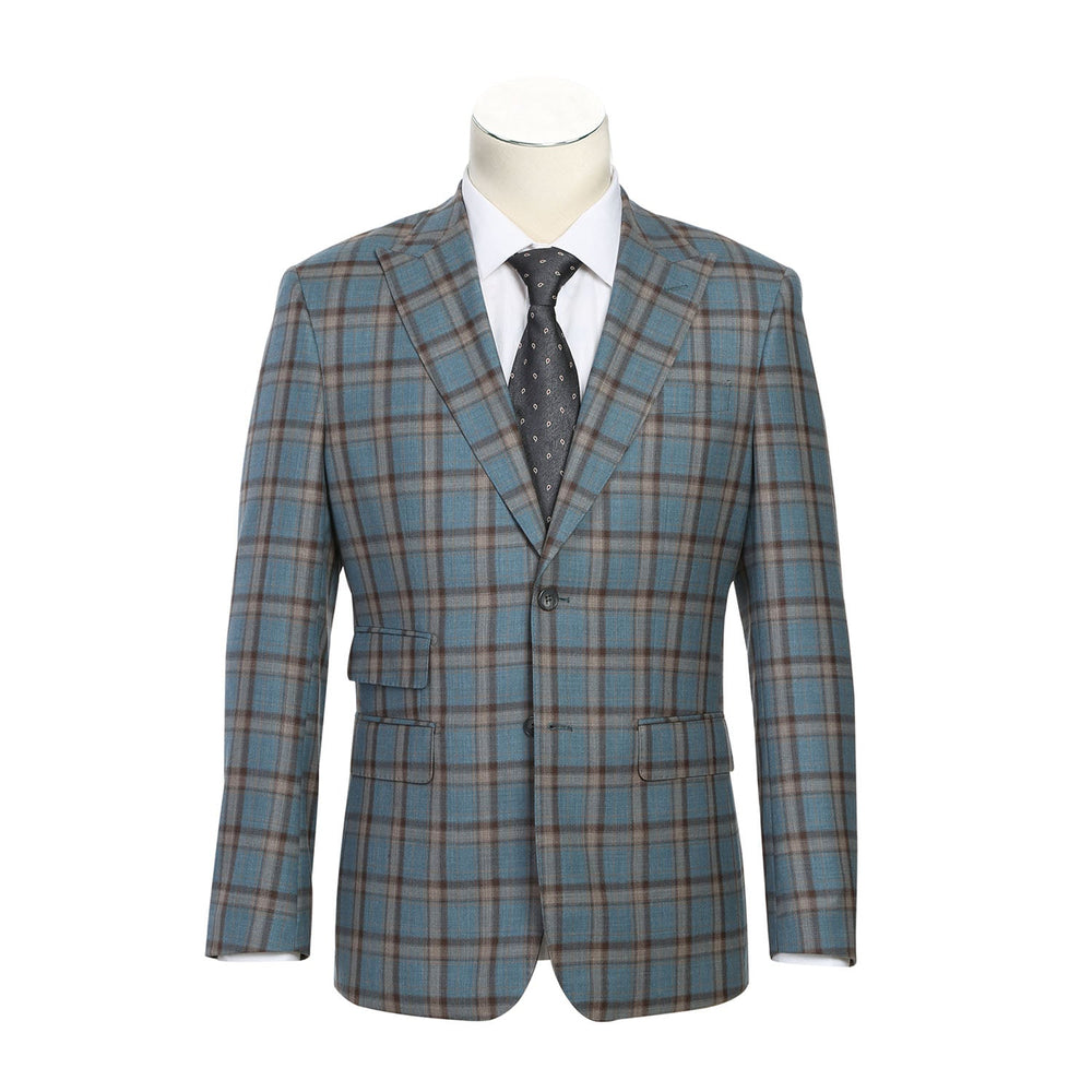 English Laundry EL72-57-470 Light Gray with Bronze Stereoscopic-Grid Wool Suit