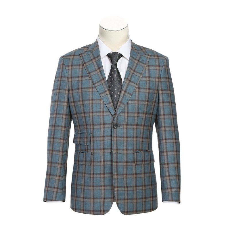 EL72-57-470 Light Gray with Bronze Stereoscopic-Grid Wool Suit