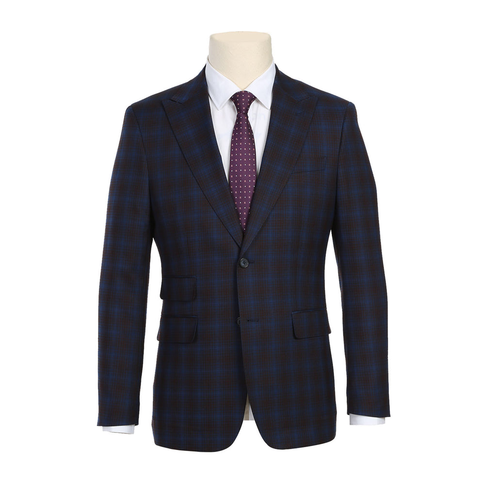 English Laundry 82-55-470EL Navy with Burgundy Check Suit