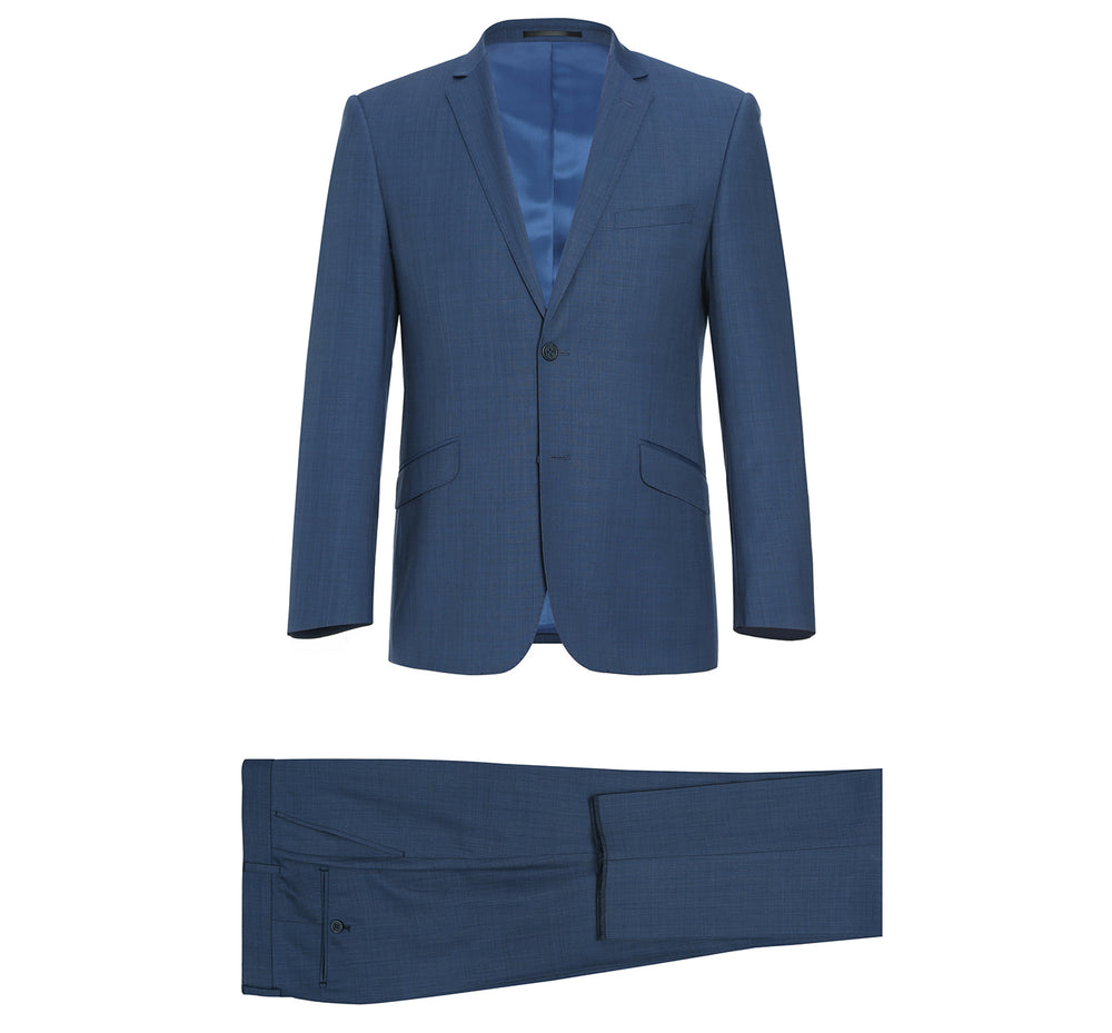 557-1 Men's 2-Piece Slim Fit Single Breasted Wool Suit