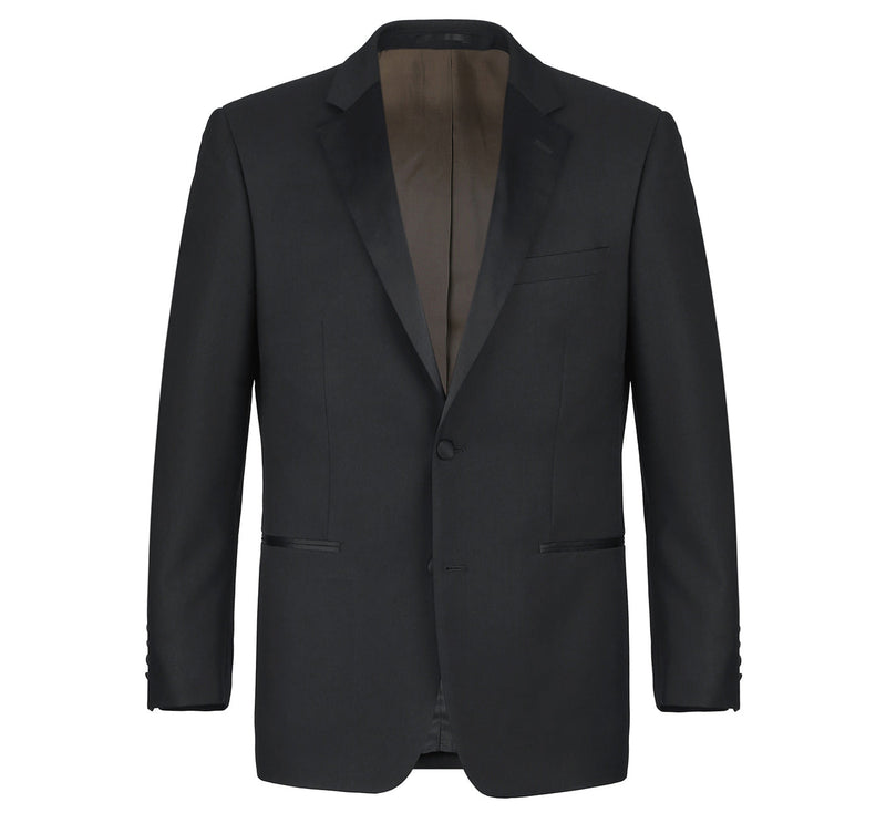 508-1 Men's Satin Notched Lapel 2-Piece 100% Wool Tuxedo