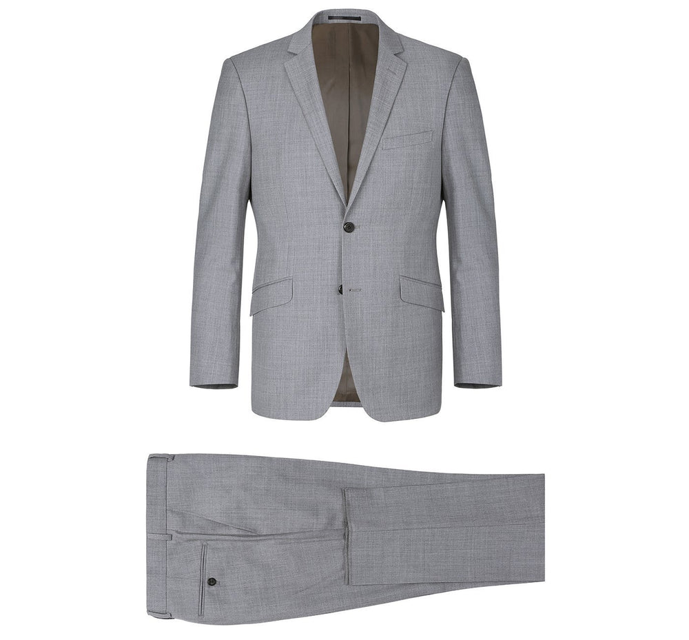 508-5 Men's Grey 2-Piece Notch Lapel Wool Suit