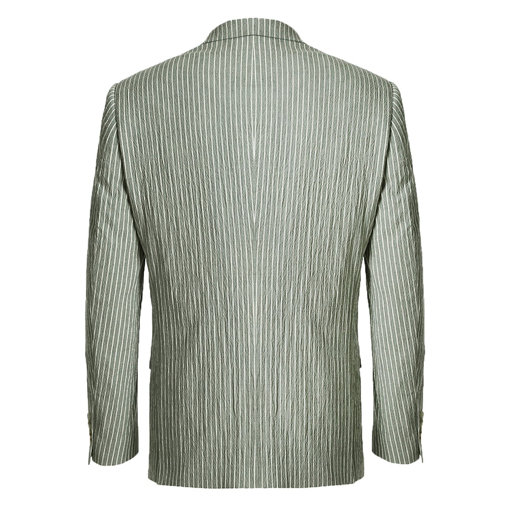 611-1 Men's Slim Fit Notch Lapels Gray Stripe Cotton Suits