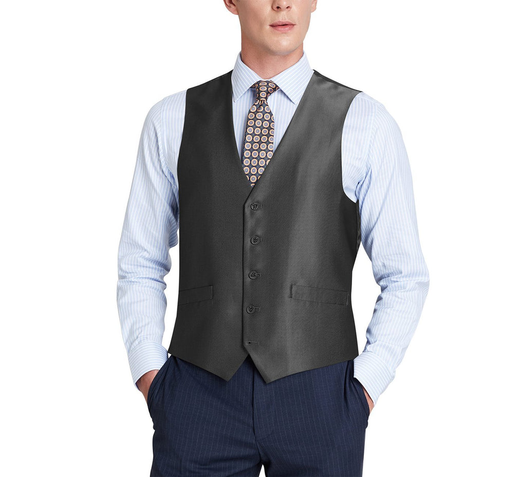 207-1 Men's Classic Fit Sharkskin Suit Vest