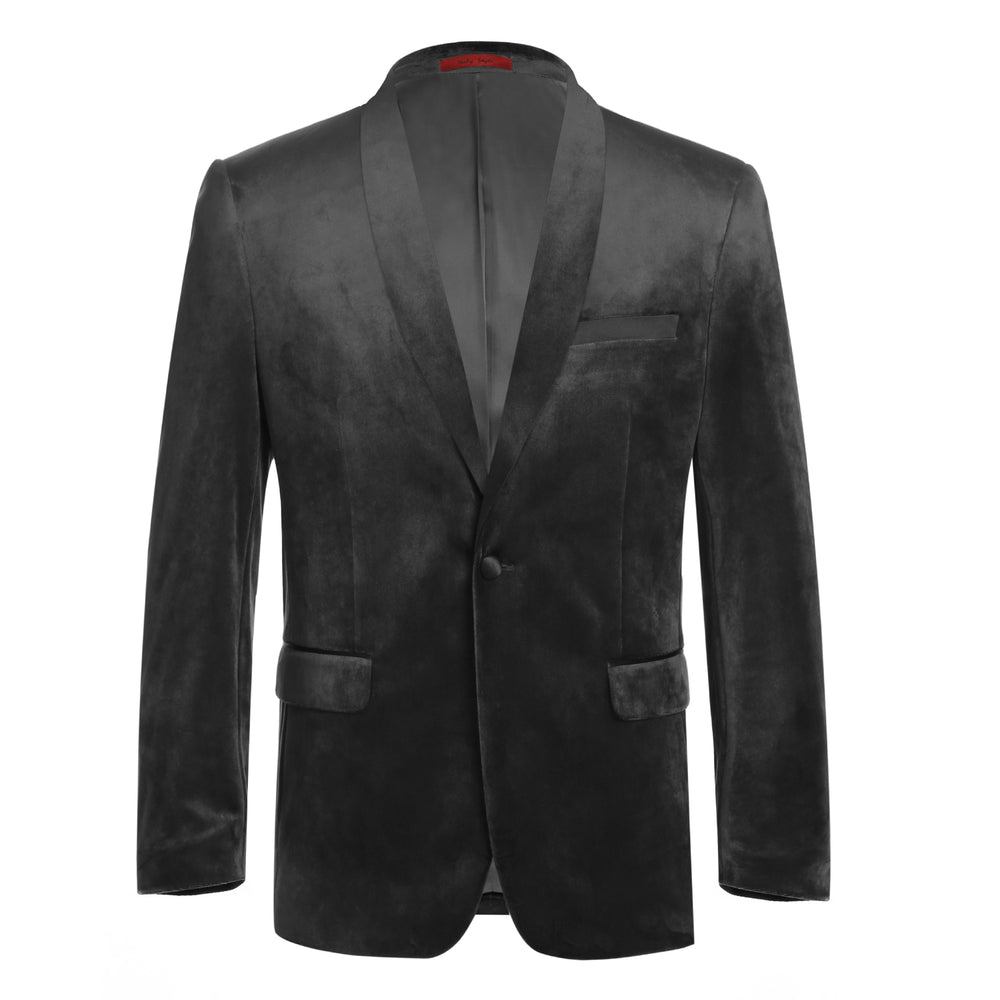 290-10 Men's Slim Fit Stretch Black Shawl Tuxedo Blazer