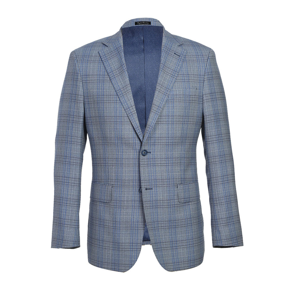 English Laundry EL72-68-401 Light Gray with Blue Check Wool Suit