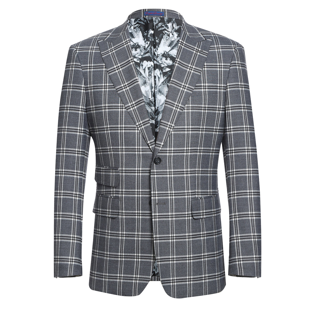 72-60-001EL Dimgray with White Check Peak Suit