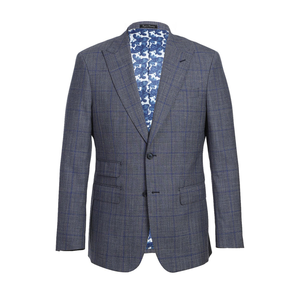 English Laundry EL72-52-400 Gray with Blue Windowpane Wool Suit