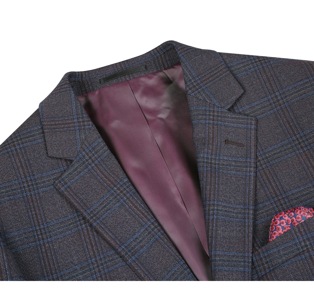 556-5 Men's Classic Fit Plaid Blazer Wool Blend Sport Coat